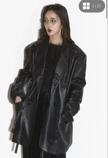 새상품 ANDREA&Co. AUBREY 가죽 비즈 자수 자켓