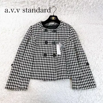 새상품 택 포함 a.v.v 체크 P코트 하운드투스 패턴 테일러 자켓