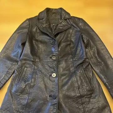 AVANTI 블랙 라무 가죽 레더 자켓 PETITE M