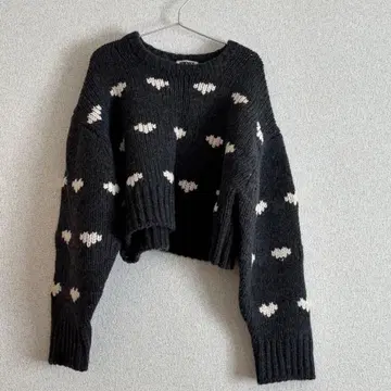 NKNIT pattern knit 하트 니트 그레이 사이즈 0