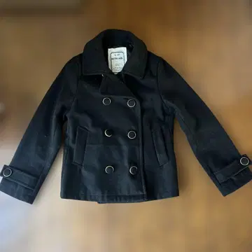 레트로 걸 피코트 블랙 더블 브레스트