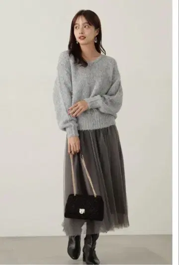 프로포션 바디 드레싱 니트 x 샤샤 스커트 셋업 S