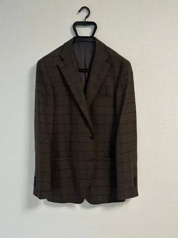 REDA1865 브라운 체크 무늬 테일러드 자켓