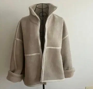 Xmas 특별 가격 무스탕 자켓 보아 자켓 스웨이드 느낌 베이지