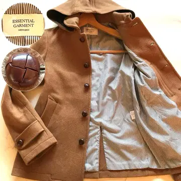 L 사이즈 남성용 비기 마린 코트 후드 탈부착 가능 싸개 버튼 카멜