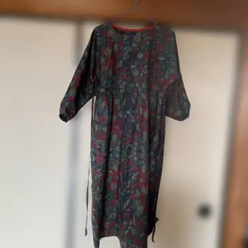 기모노 리메이크 핸드메이드 플라워 프린트 셔츠 원피스