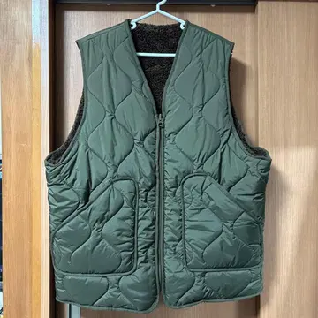 리버서블 퍼 베스트 충전솜 퀼팅 다운 베스트 올리브