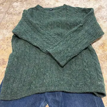 45R 케이블 짜임 그린 니트