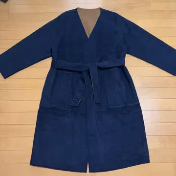 HARE 롱/가운 코트 노카라 벨트 포함 리버서블 네이비/카멜 S