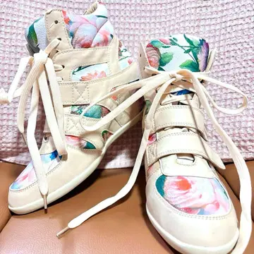 꽃무늬 하이컷 스니커즈 인힐 24.0~24.5 플라워