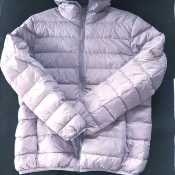 *후드 부착 경량 연한 퍼플 핑크 다운 자켓 일본 사이즈 L