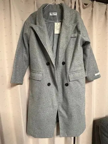 그레이 더블 브레스트 체스터 코트 M 사이즈