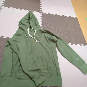 챔피언 리버스 위브 후드티 올리브 그린