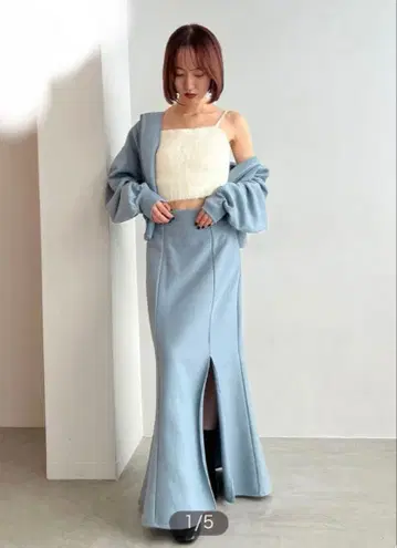 snidel 맨투맨 2점 셋업 후드티 스커트 sax