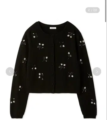 펄 비쥬 플라워 니트 가디건 프레이 아이디