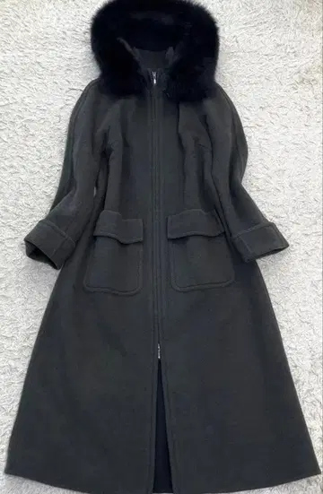 [ Diagram ] 다크 그레이 롱 코트 퍼 포함