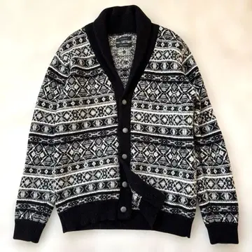 RAGEBLUE 페어아일 패턴 가디건 블랙/화이트 레이지블루