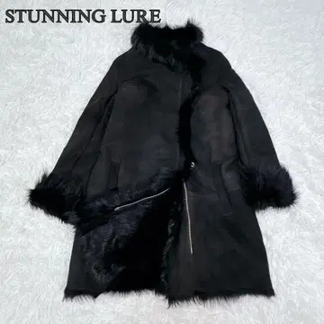 새상품급 STUNNING LURE 무스탕 코트 퍼 더블 지퍼 블랙