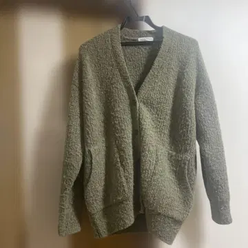 KURASHI & Trip 올리브 그린 가디건 알파카 혼방