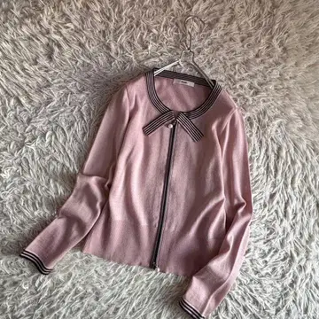 컨디션 최상 일본제 르네 Rene 더블 지퍼 가디건 펄 참