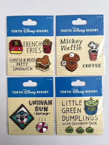 도쿄 디즈니 리조트 자수 씰 4개 세트 파크 푸드