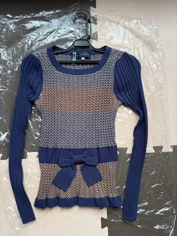 M'S GRACY 리본 니트 굵은 리브 니트