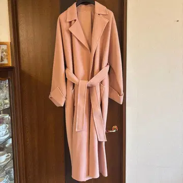 핑크 롱 코트 벨트 포함 F 사이즈