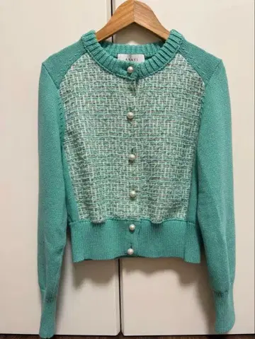 [ ANAYI ] 민트 그린 트위드 가디건 사이즈 36
