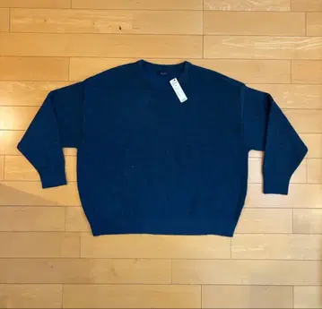 오버 사이즈 울 혼방 5G 천축 숏 기장 크루넥 니트 스웨터