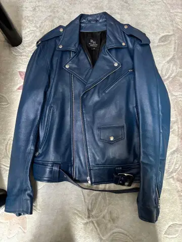 RH 네이비 가죽 라이더 자켓 40