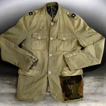 이탈리아제 밀리터리 자켓 페인트 가공 사이즈 L