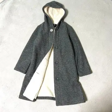 프랑슈리페 보아 안감 코트 후드 부착 비쥬 버튼 코디건 펄