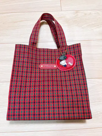 파밀리아 빨간색 체크 토트 ( 소 )