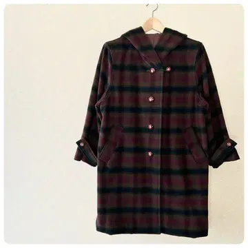 새상품급 여성용 체크 롱 후드 코트