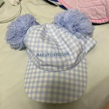디즈니 스카이블루 깅엄 체크 캡