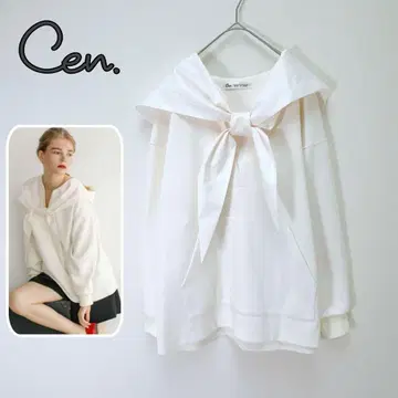 새상품급 cen. 센 세일러 카라 보타이 도킹 풀오버 화이트