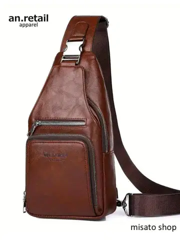 WEIXIER 크로스 바디백 대용량 숄더백 다크 브라운