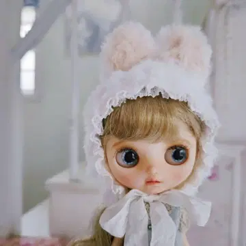 미디 브라이스, 미디 아이시 인형용 화이트 복슬복슬 토끼 귀 모자