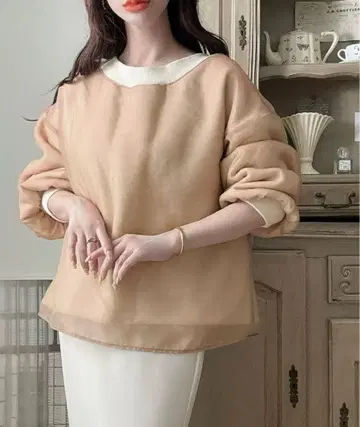 미사용 새상품 와셔 시어 레이어드 맨투맨 속기모 크림