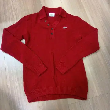 라코스테 LACOSTE 카라 부착 니트 스웨터 2 레드 긴팔 피케 셔츠