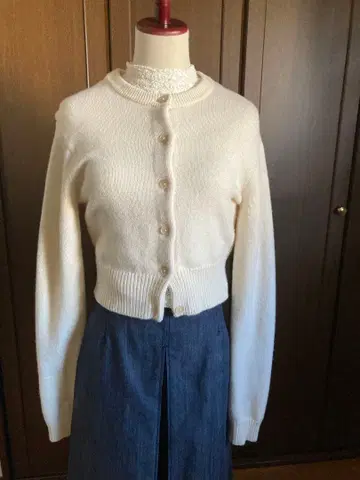 뷰티 앤 유스 울 니트 숏 가디건 아이보리