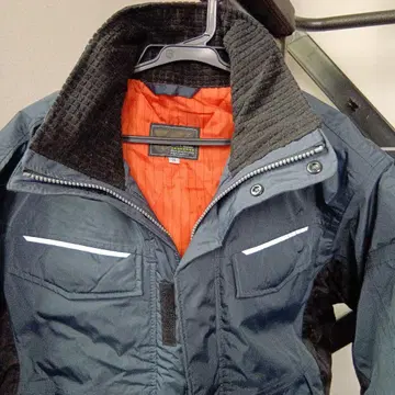 미도리 안전 네이비 나일론 자켓 플리스 카라 부착