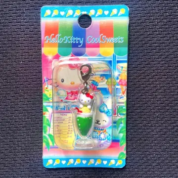 키티 크림 소다 끈 지퍼 마스코트 참 헤이세이 레트로 산리오 희귀 레어
