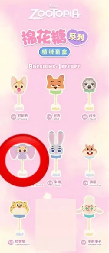 주토피아 마쉬멜로우 시리즈 플로키 블라인드 박스 피닉