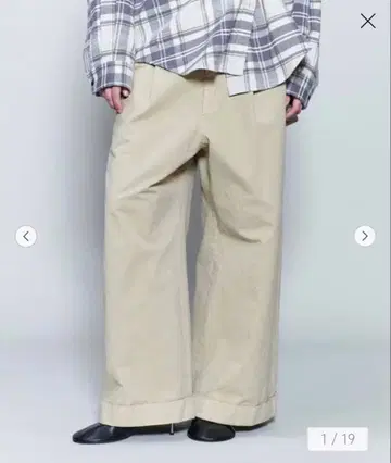 [새상품급] 6(ROKU) 코튼 치노 와이드 팬츠 32 베이지 코튼