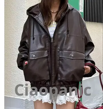 Ciaopanic 액티브 레더 후드티 아우터 세일 새상품 블루종