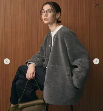 보아 x 페이크 무스탕 리버서블 자켓 그레이