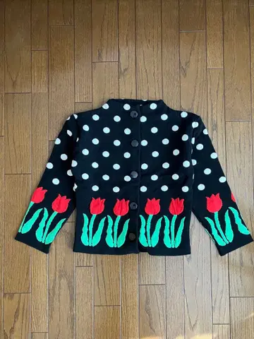 물방울 패턴 튤립 디자인 가디건