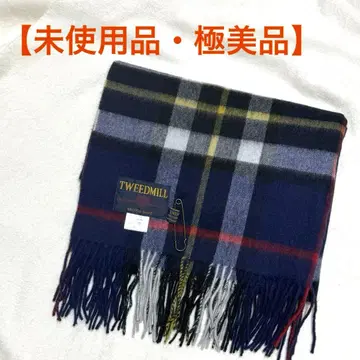 [ 새상품 ] TWEEDMILL 트위드밀 울 체크 무늬 대형 스톨