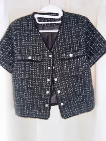 트위드 숏 슬리브 자켓